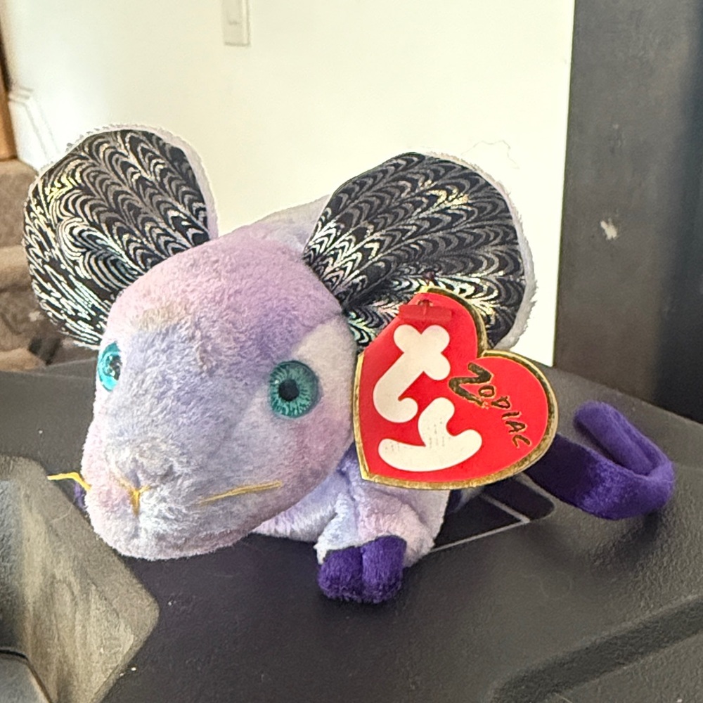 Ty Lavender Mouse Plush with Patterned Ears